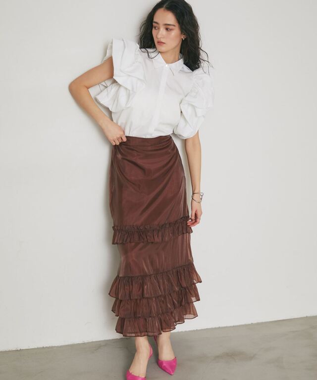 ARVELLIA】SHEER FRILL SKIRT