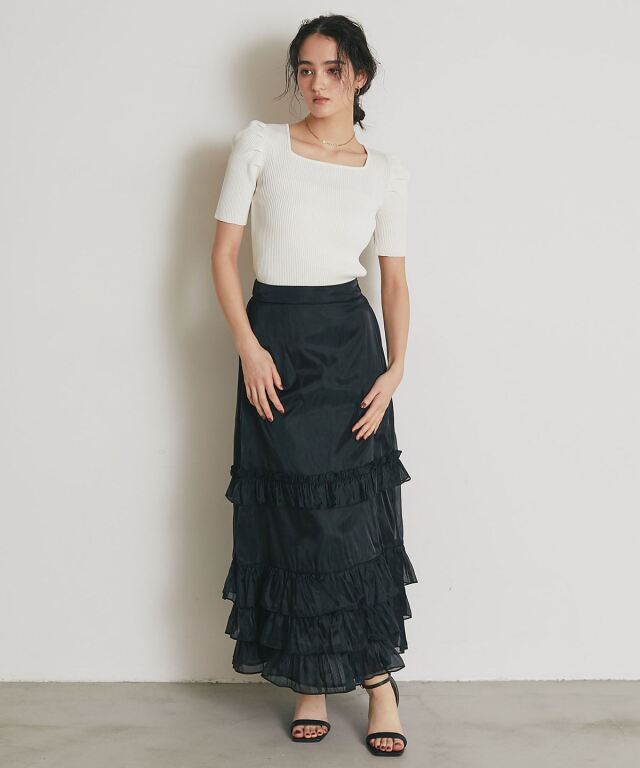 ARVELLIA】SHEER FRILL SKIRT