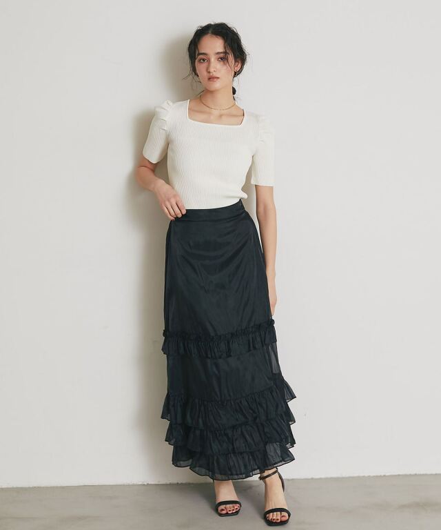 ARVELLIA】SHEER FRILL SKIRT