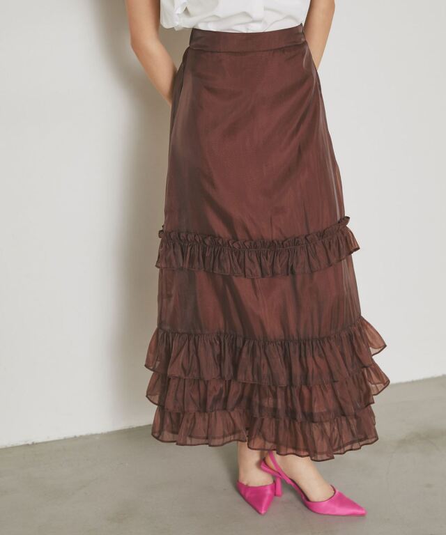 【TIME SALE】【ARVELLIA】SHEER FRILL SKIRT＊SALE品につき返品/交換/注文確定後の変更キャンセル不可＊