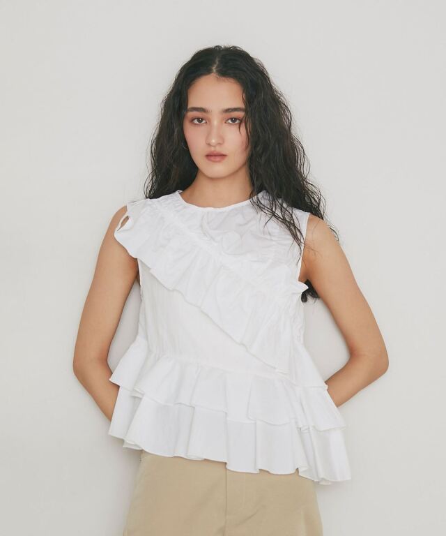【ARVELLIA】ASYMMETRIC CASCADE TOP