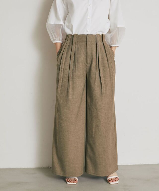 ARVELLIA】SCULPTED TUCK WIGE PANTS
