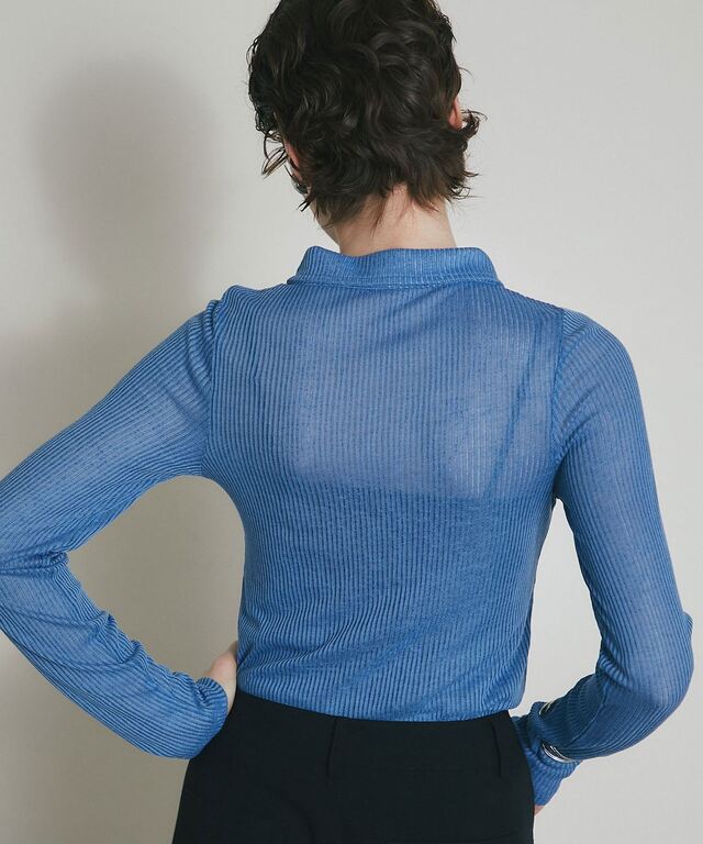 専用ページ ARVELLIA】 SHEER RIB POLO TOP