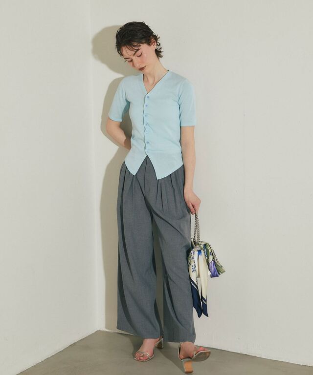 絹 長襦袢 フランス人形 柄 ARVELLIA】RUVHED KNIT TOP