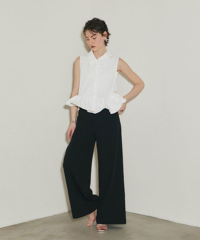 わたわた ARVELLIA】SLEEVELESS PEPLUM SHIRT