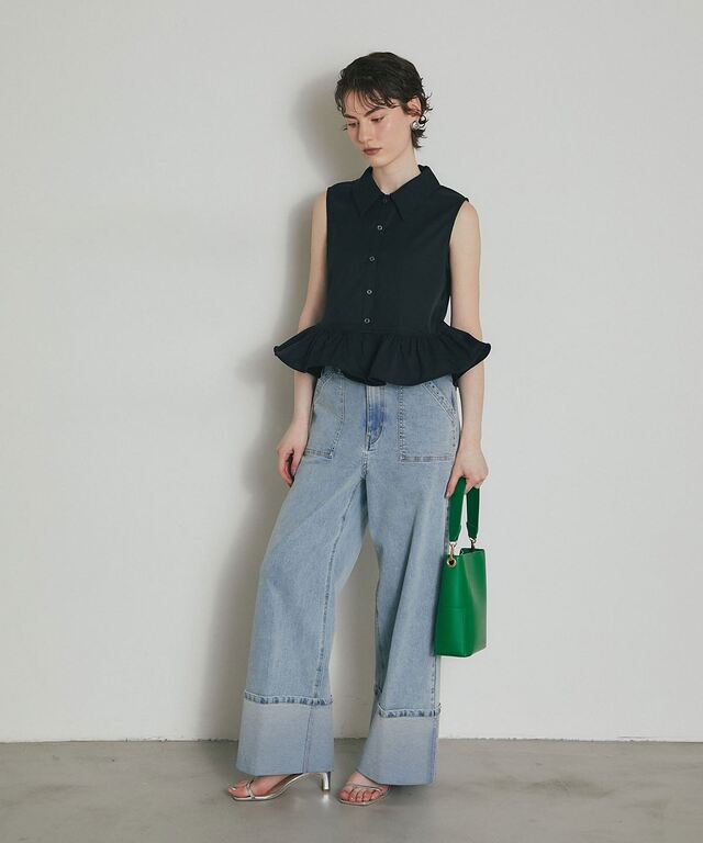ARVELLIA】SLEEVELESS PEPLUM SHIRT