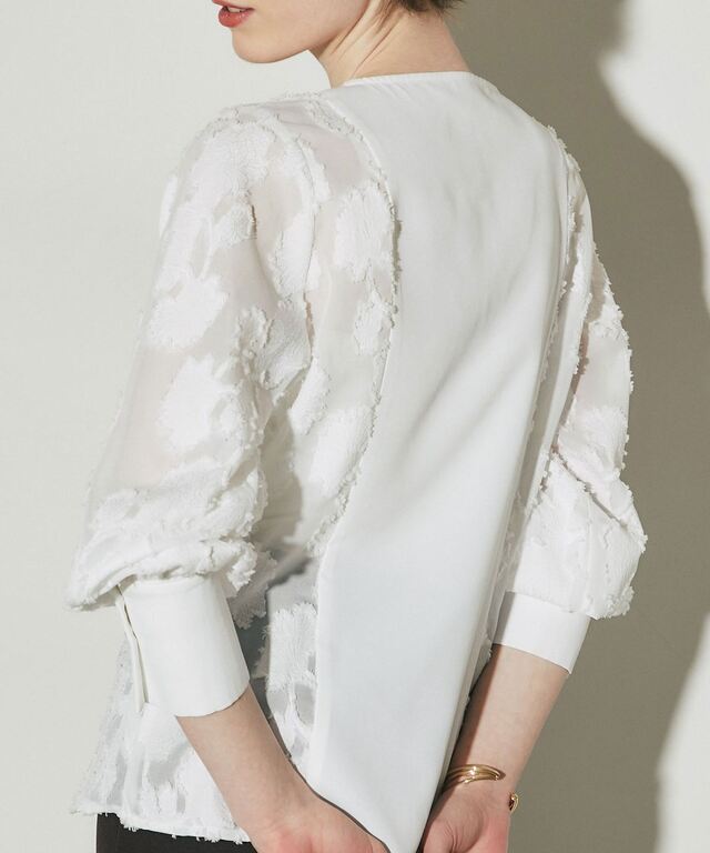 ARVELLIA】PANEL SHEER SLEEVE BLOUSE