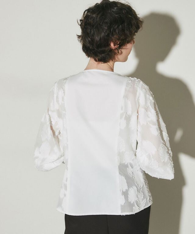 ARVELLIA】PANEL SHEER SLEEVE BLOUSE