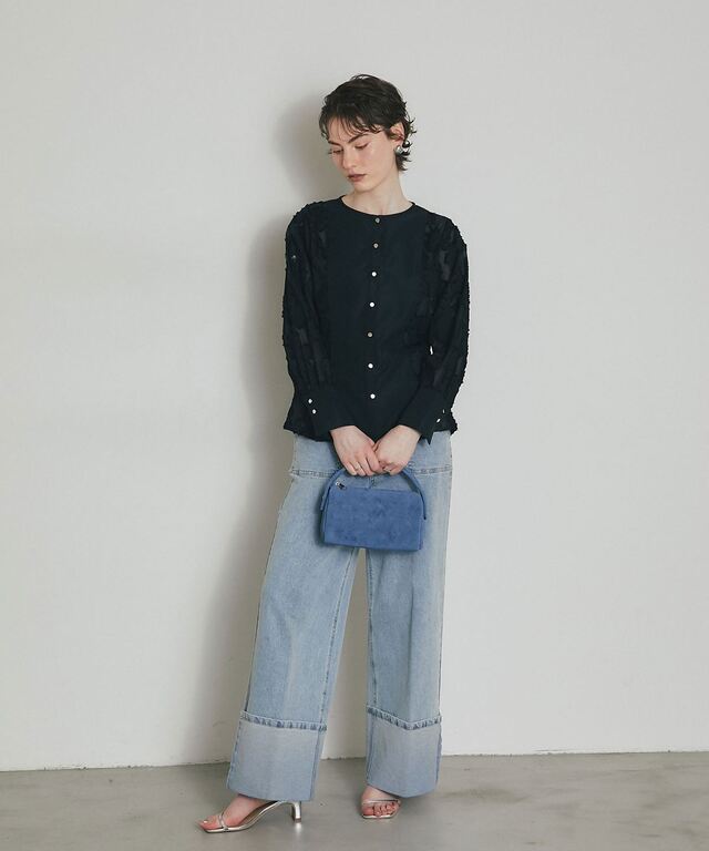 ベリカード　コレクション ARVELLIA】PANEL SHEER SLEEVE BLOUSE