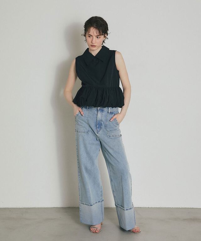 ARVELLIA】 GATHERED HEM SLEEVELESS TOP