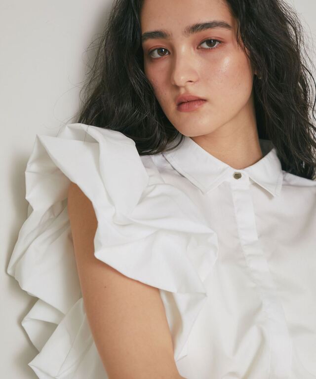 パキスタン バロチスタン州産 イリデッセンスフローライト11 ARVELLIA】AIRY RUFFLE BLOUSE