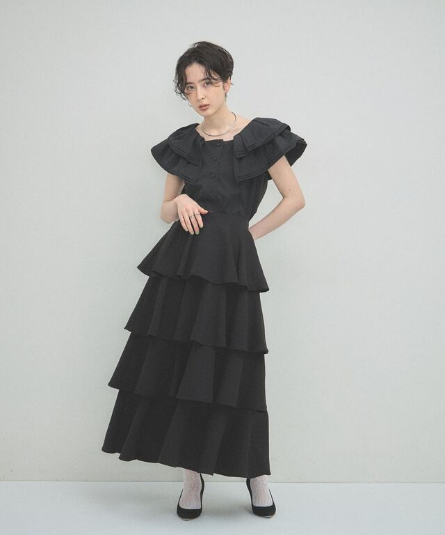 ARVELLIA】TIERED FLARE SKIRT
