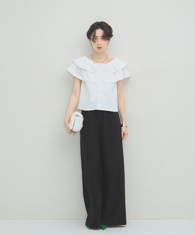 ARVELLIA】PINTUCK RUFFLE BLOUSE
