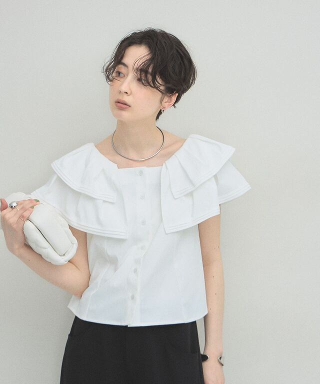 ARVELLIA】PINTUCK RUFFLE BLOUSE