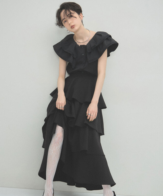 ARVELLIA】PINTUCK RUFFLE BLOUSE