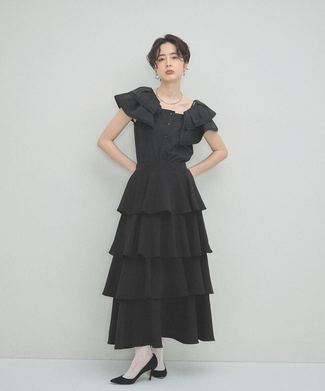 ARVELLIA】PINTUCK RUFFLE BLOUSE