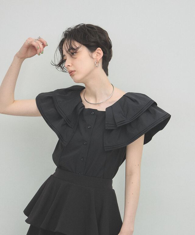 ARVELLIA】PINTUCK RUFFLE BLOUSE