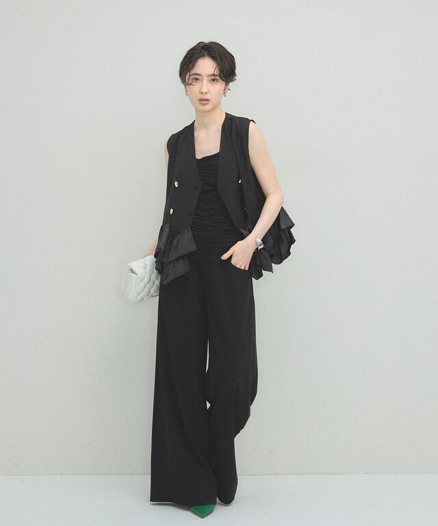 ことページ ARVELLIA】COLLARLESS FRILL GILET