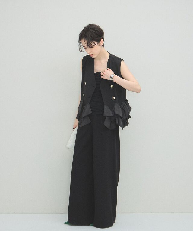 ARVELLIA】COLLARLESS FRILL GILET