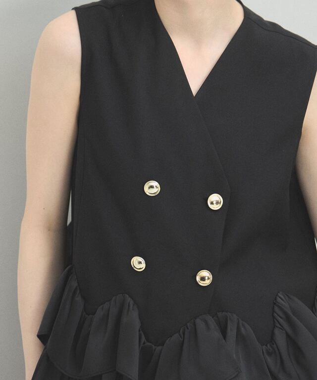 ARVELLIA】COLLARLESS FRILL GILET