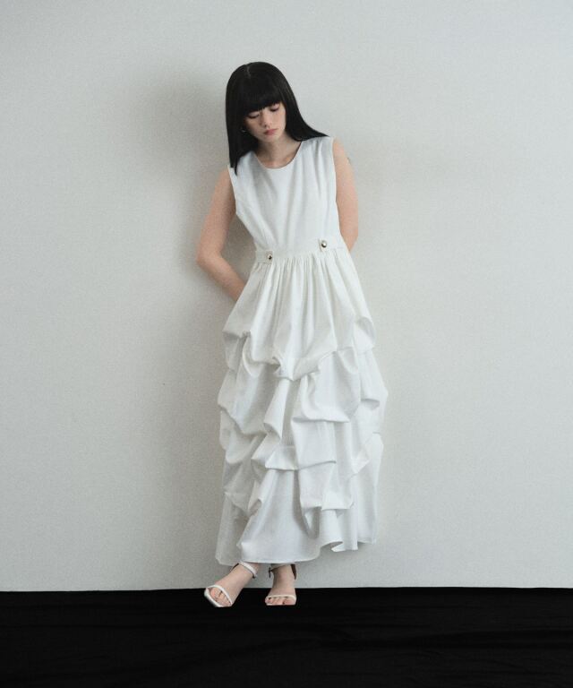 【ARVELLIA】DRAPED VOLUME DRESS
