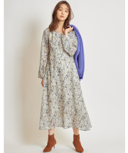 シアーフラワーロングワンピース/#01 ベージュ