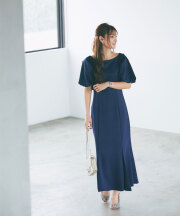 【成瀬愛里さん着用】バルーンスリーブボートドレス
