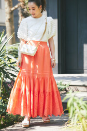 【冨張愛さん着用】コットンレースティアードスカート