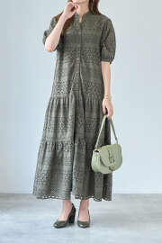 ペチコート付きコットンレースティアードシャツワンピース※一部店舗のみ入荷