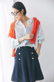 【小林有里さん着用】リネンライクマリンハーフパンツ