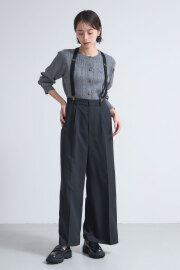 【9/6 SALE再値下げ！】サスペンダー付きタックワイドパンツ＊SALE品につき返品/交換/注文確定後の変更キャンセル不可＊