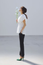 【8/15 SALE再値下げ！】ストレッチセミフレアスリットパンツ＊SALE品につき返品/交換/注文確定後の変更キャンセル不可＊