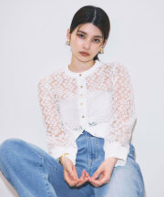 3月再販決定！再入荷リクエスト受付中　小花チュールシアーカーディガン