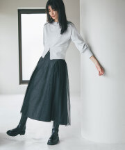 11月12日オフィシャルサイト限定少量再販！チュールドッキングデニムスカート