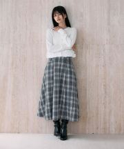 11月1日再販！【宮本茉由さんカタログ着用】ツイードチェックフレアスカート