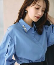 【舞川あいくさん着用】ビジューカラーシャツ