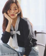 ケミカルレースボウタイニット