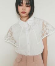 エンブロイダリーレースケープブラウス