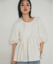 ジャガードパフトップス