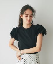 チュールフリルスリーブTシャツ