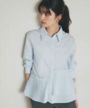 裾プリーツシャツ