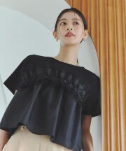 ドットチュールフリルレイヤードTシャツ