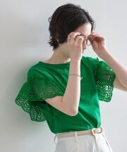 5月2日午前0:00再販！レーススリーブカットTシャツ