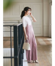 《マシェリコラボ》ヴィンテージサテンサロペット