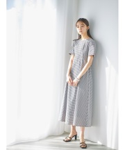 半袖タックロングワンピース