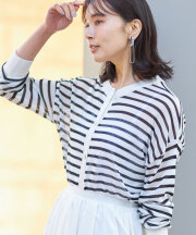 【Ayaさん着用】シアーボーダーカーディガン