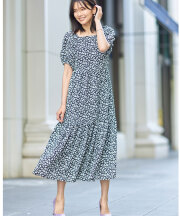 【@yuki_snsdさんセレクト】スクエアネックフラワーワンピース