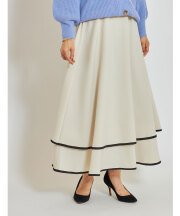 【harさん着用】パイピングヘムフレアスカート/#28 アイボリー