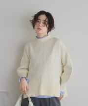 【LONG SELLER】シアバターオーバーサイズスリットニットプルオーバー