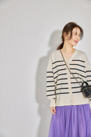 ボーダーニットカーディガン